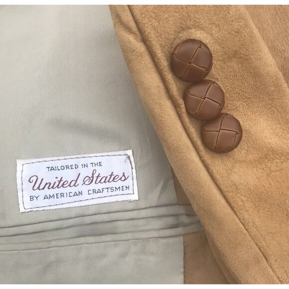 Vtg 70s USA Corbin Mens Tan Lambskin Suede Blazer Coat Jacket Mod Retro M L HTF - Picture 12 of 16